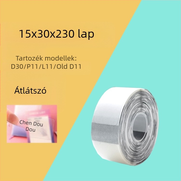P11/P15 címkepapír címkenyomtatóhoz — termikus szintetikus papír, 75G, víz alapú ragasztó, vízálló és szakadásálló, kompatibilis a P11/P15-tel