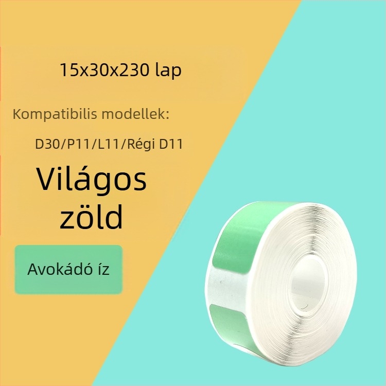 P11/P15 címkepapír címkenyomtatóhoz — termikus szintetikus papír, 75G, víz alapú ragasztó, vízálló és szakadásálló, kompatibilis a P11/P15-tel