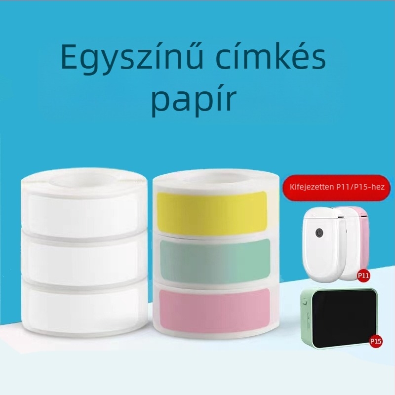 P11/P15 címkepapír címkenyomtatóhoz — termikus szintetikus papír, 75G, víz alapú ragasztó, vízálló és szakadásálló, kompatibilis a P11/P15-tel