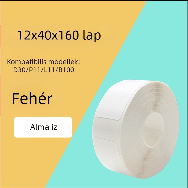 P11/P15 címkepapír címkenyomtatóhoz — termikus szintetikus papír, 75G, víz alapú ragasztó, vízálló és szakadásálló, kompatibilis a P11/P15-tel