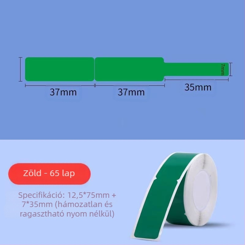 P11/P15 címkepapír címkenyomtatóhoz — termikus szintetikus papír, 75G, víz alapú ragasztó, vízálló és szakadásálló, kompatibilis a P11/P15-tel