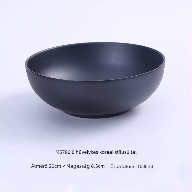 Melamin tál tésztafélékhez, japán stílus, kör alakú, egyszínű mintázat, mikrohullámú sütő nem használható