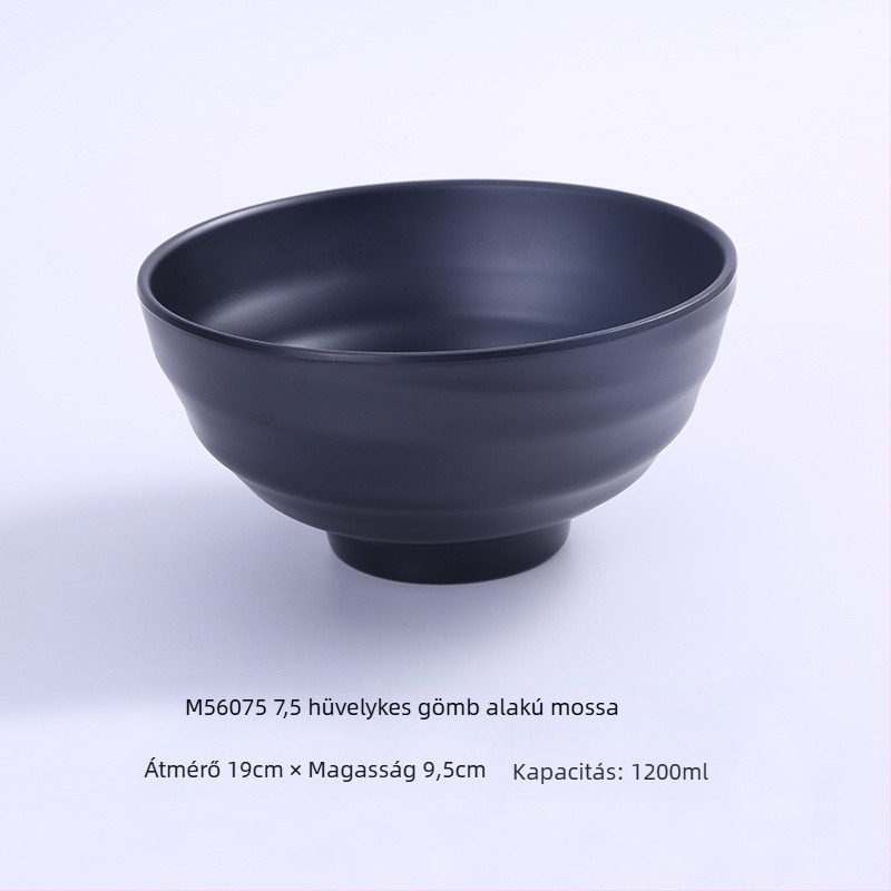Melamin tál tésztafélékhez, japán stílus, kör alakú, egyszínű mintázat, mikrohullámú sütő nem használható
