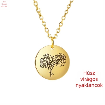 Nyaklánc: Cartoon virágok dizájnja; anyaga: titánacél; medál anyaga: titánacél; lánc: keresztes lánc; unisex.