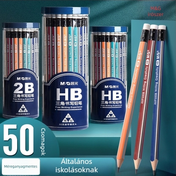 Háromszög alakú ceruza radírral, hatszögletű fej gyerekeknek