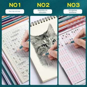 Háromszög alakú ceruza radírral, hatszögletű fej gyerekeknek