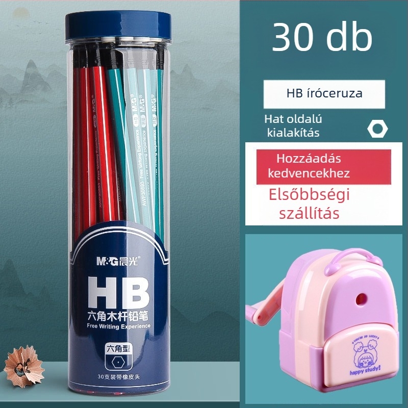 Háromszög alakú ceruza radírral, hatszögletű fej gyerekeknek