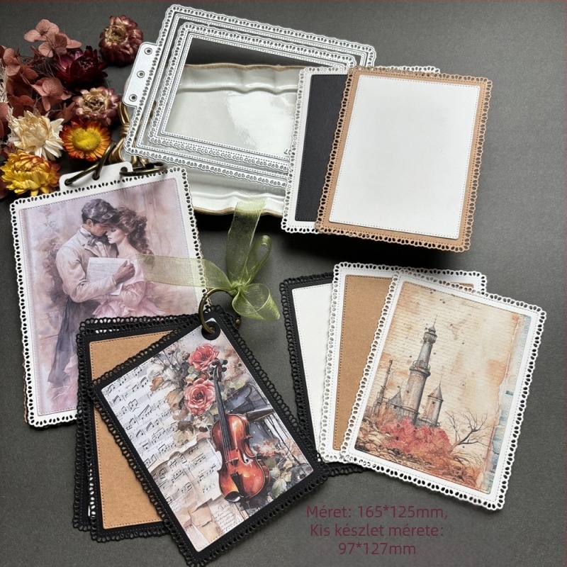 Dantemintás vágó sablon szénacélból scrapbookinghez, fényképalbumokhoz és kártyákhoz – otthoni használat, modern egyszerű stílus