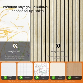 Öntapadós PVC falburkolat fa textúrával és rácsos mintával, vízálló és nedvességálló, nappali televízióháttérhez