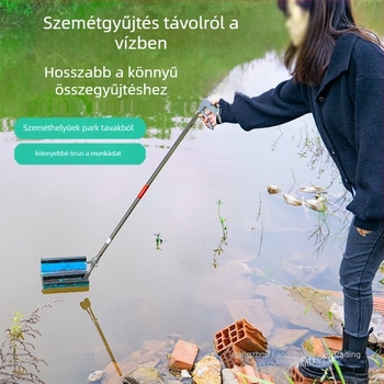 Műanyag teleszkópos hosszú nyeletű higiénikus fogóklipsz a vécé tisztításához