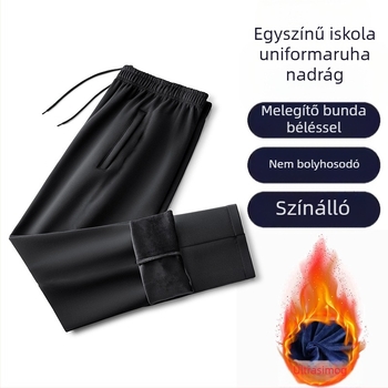 Uniszex iskolai egyenruha nadrág, laza, egyenes szabás, pamut anyag, téli meleg, középiskolás diákok számára