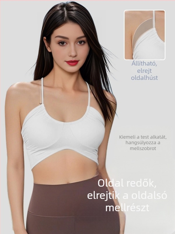 Női integrált vékony pántos sportmelltartó - leopárd mintás, 3/4 kosár, közepes formázó kosár, nylon 75% és 25% spandex bélés, rögzített dupla pántok