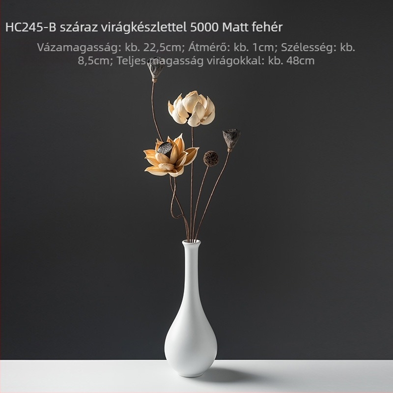 Zén-stílusú szárított virágcsokor nappalira – vegyes elemekkel, lótusz és fenyőtobozokkal (Variety: Lily; Material: Other; Craft: Other; Gift: No)