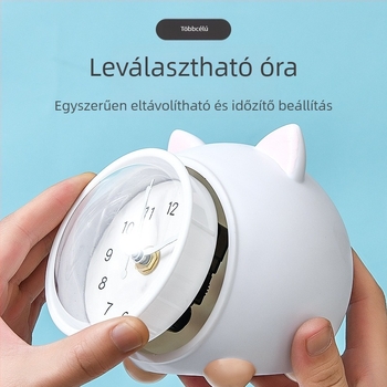 Gyerekeknek szóló asztali óra piggy bankkal és éjjeli fényével, akkumulátoros, mechanikus működés, egyoldalas műanyag tok, rajzfilm stílus