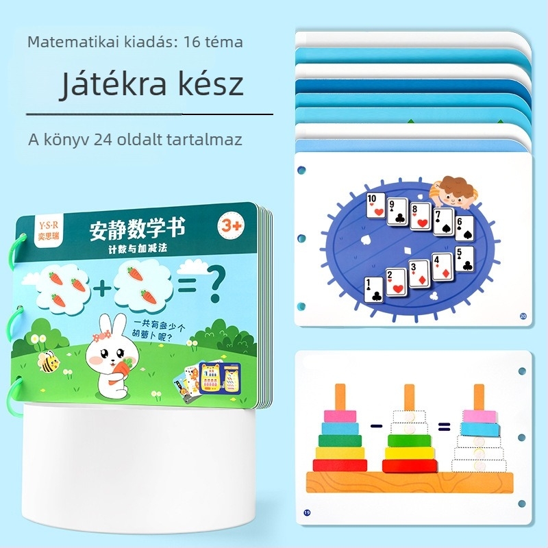 Oktató csendes könyv 4–6 éveseknek – kognitív fejlesztés, kéz-szem koordináció, tépéses és ragasztós feladatok