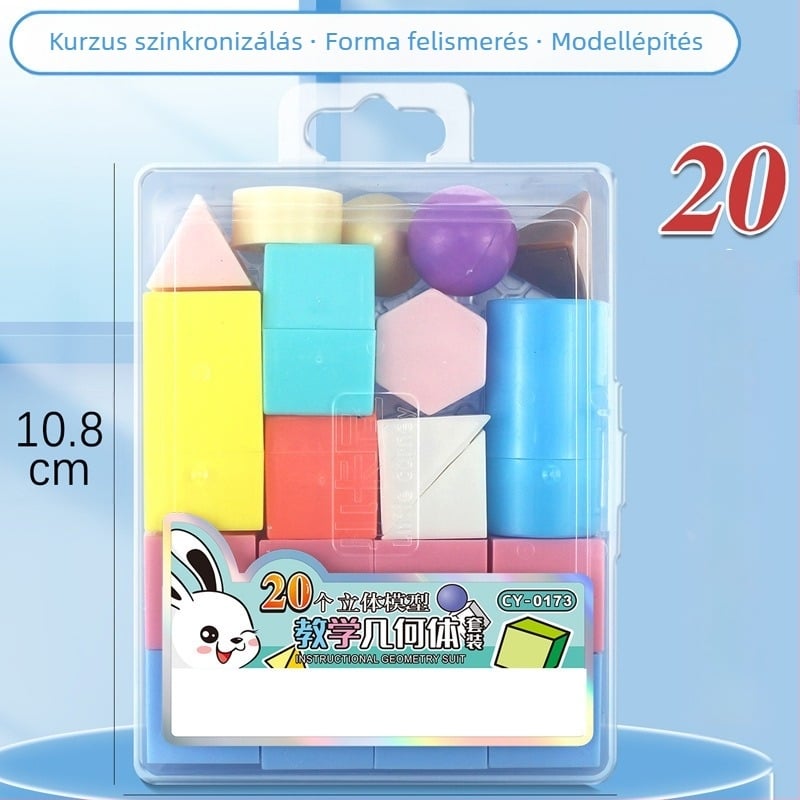 Általános iskolai geometriai taneszközök: műanyag geometriakocka modellek, 28 készlet dobozonként