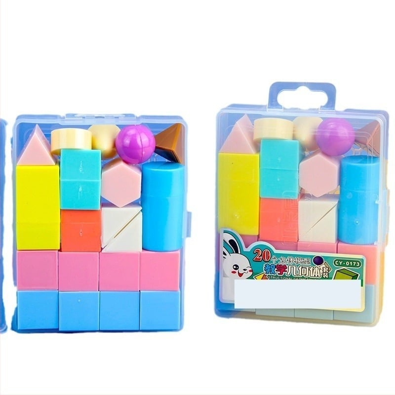 Általános iskolai geometriai taneszközök: műanyag geometriakocka modellek, 28 készlet dobozonként