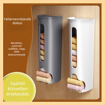 Sínre szerelhető fehérnemű és zokni tároló doboz – Modell 001, PP műanyag, fedél nyitható, lyukasztás nélküli