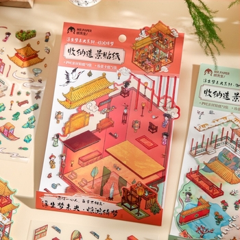 3D díszlet matricák ősi stílusban, palota DIY téma (Márka: Mr.paper; Ragasztó-e: Igen; Stílus: Nemzeti trend; Technika: Nyomtatás)