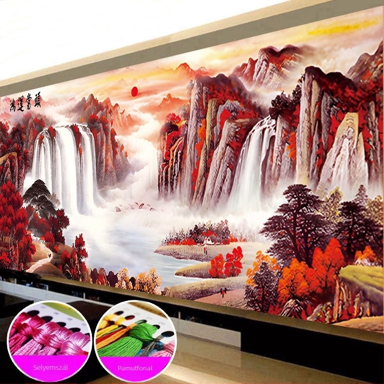 Keresztöltéses készlet – tájkép, pamutvászon, Mona Lisa