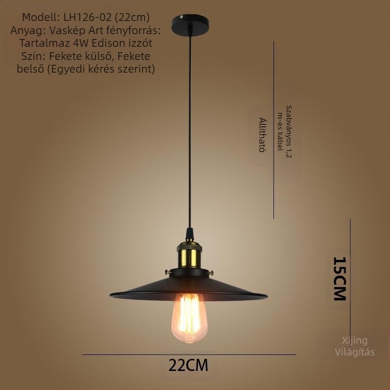 Vas csillár LED világítással, egyfejű, ideális folyosóra és étterembe