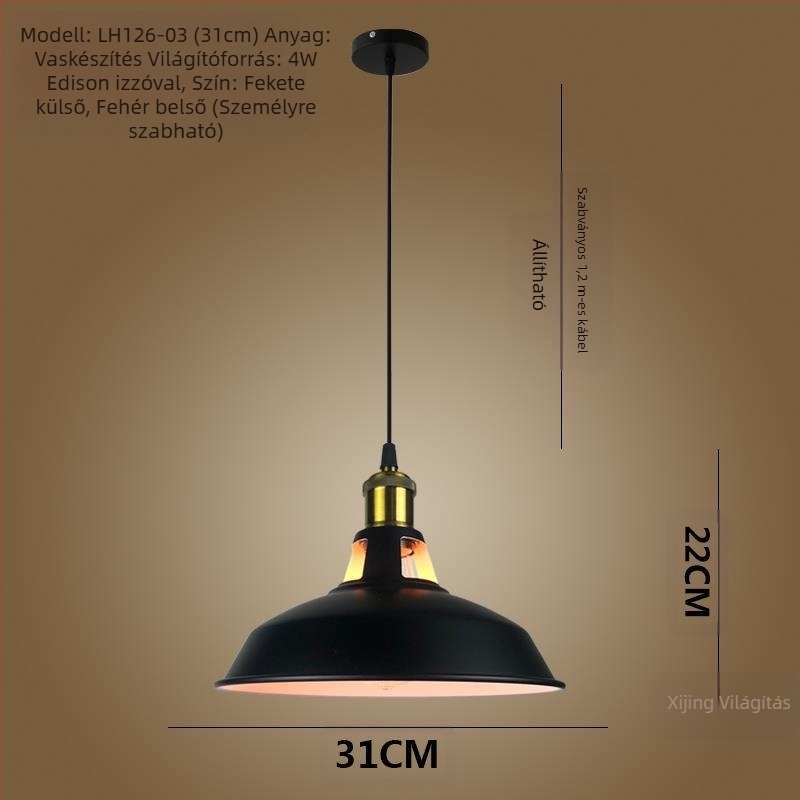 Vas csillár LED világítással, egyfejű, ideális folyosóra és étterembe