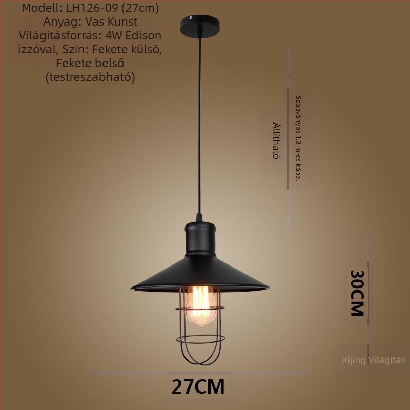 Vas csillár LED világítással, egyfejű, ideális folyosóra és étterembe