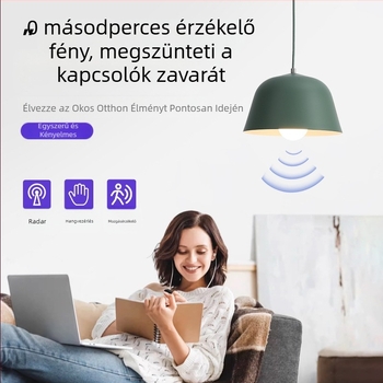 LED szenzoros lámpa, E27 foglalat, 85-265V, 180° fénysugár, IP30, PF 0.6