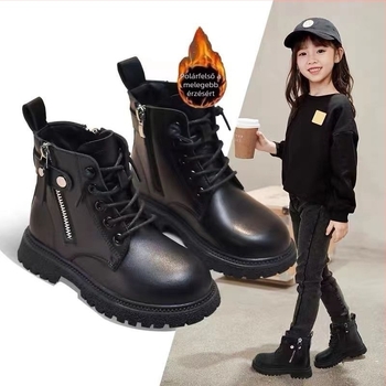 Gyerek Martin havas csizma, fleece béléssel, meleg felső része szintetikus bőrből, ősz–tél, 1–3 éveseknek, származás: Wenzhou, Zhejiang