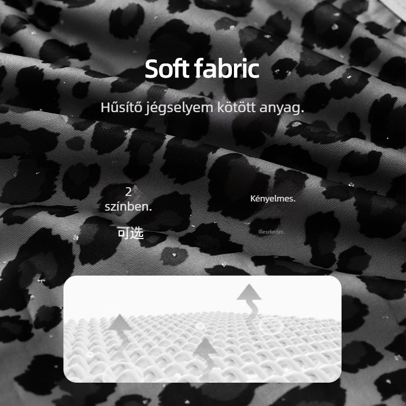 Férfi Leopardmintás gyorsan száradó alvó rövidnadrág, poliészter kötött anyag, 80–90% poliészter, középmagas derék