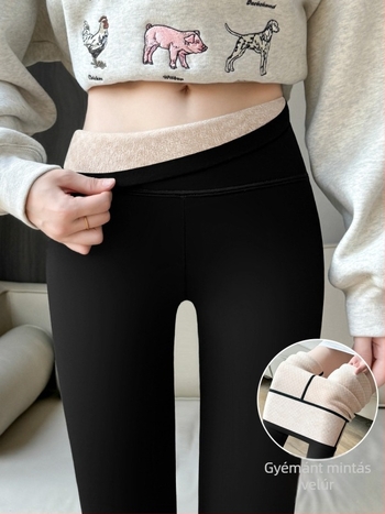 Női fleece belsővel bélelt leggings, meleg ősz-télre, plusz méret, vastag és szoros, gyémántos steppelt mintával