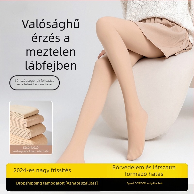 Velúr harisnya vastag fleece-betéttel, őszi-téli szezonra, női slim-fit