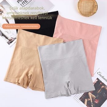 Varrás nélküli női boxer rövidnadrág, magas derekú, 3D honeycomb dizájn, nylon anyag, pamut tömés a szeméremtájékon, csípőemelés és hasformázás