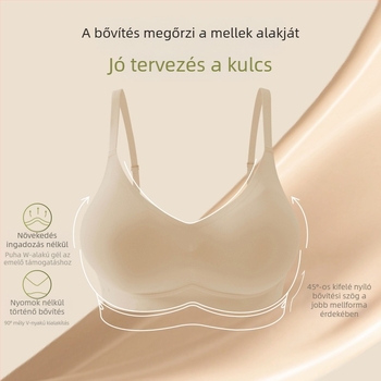 Drót nélküli Push-Up melltartó — anyaga nylon; bélés: nylon; vékony formázott kosár; fix dupla vállpántok; hátul négy sor kapocs