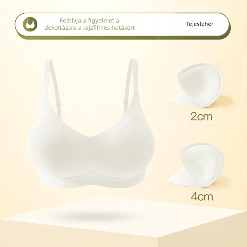 Drót nélküli Push-Up melltartó — anyaga nylon; bélés: nylon; vékony formázott kosár; fix dupla vállpántok; hátul négy sor kapocs