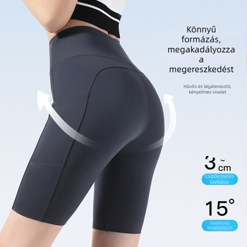 Baonasi női sportos kerékpáros nadrág oldalsó zsebbel, vékony, capri hossz, haskontroll és fenékemelés, jóga nadrág