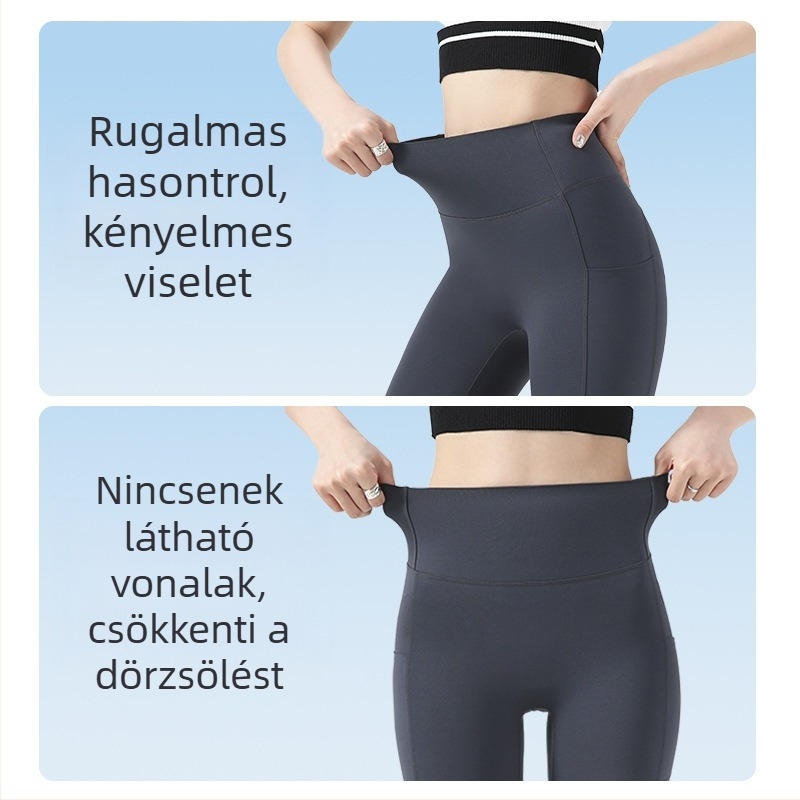 Baonasi női sportos kerékpáros nadrág oldalsó zsebbel, vékony, capri hossz, haskontroll és fenékemelés, jóga nadrág