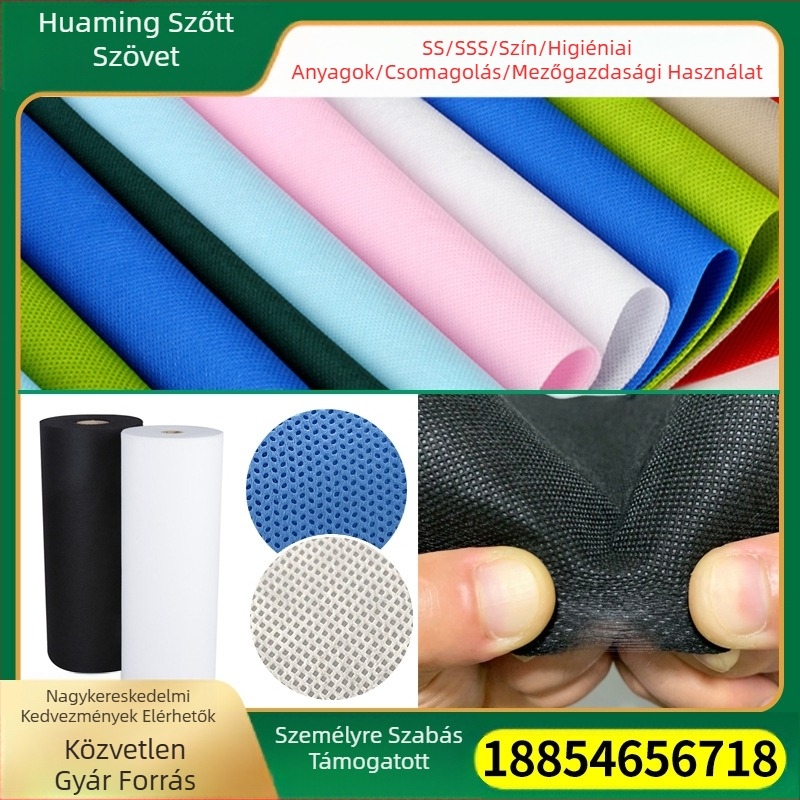 PP spunbond nemszőtt textil – 100% polipropilén, spunbond gyártási folyamat, GB szabvány, alkalmas orvosi és higiéniai anyagokra, belső réteg ruházathoz, háztartási textíliák és csomagolás