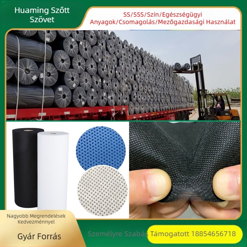 PP spunbond nemszőtt textil – 100% polipropilén, spunbond gyártási folyamat, GB szabvány, alkalmas orvosi és higiéniai anyagokra, belső réteg ruházathoz, háztartási textíliák és csomagolás