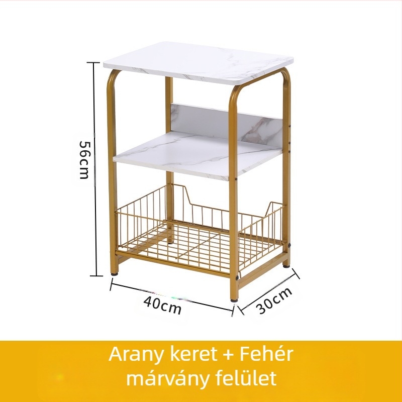 Li Yao 55 oldalsó asztal fém váz, MDF Melamine felület, sütőbevonatos felület, négyzet alakú, tárolóval