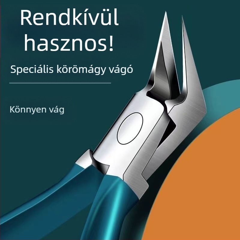 Körömvágó, rozsdamentes acél, hajlított szájú, univerzális használat