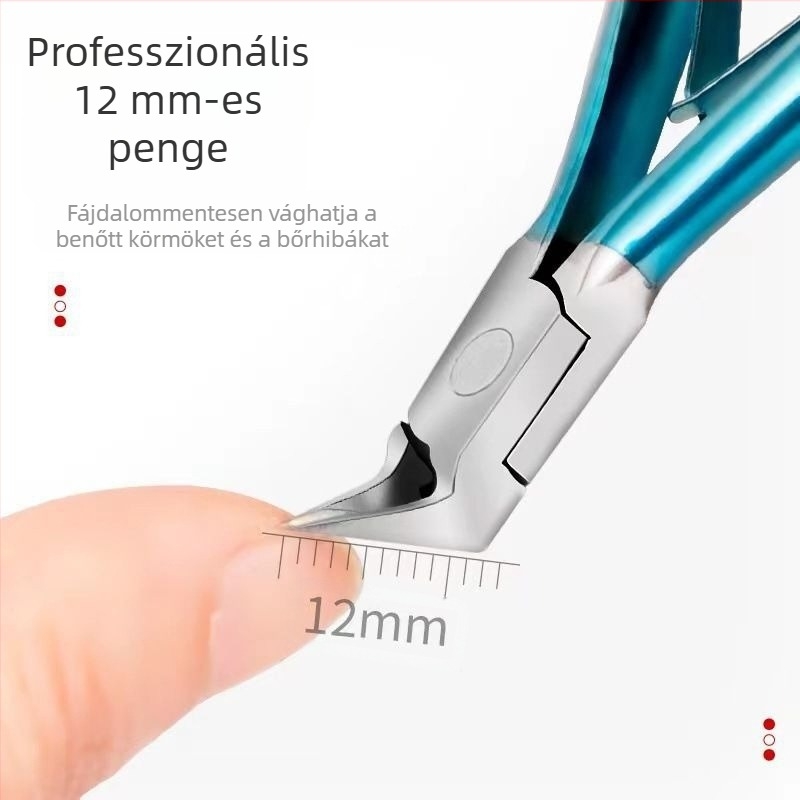 Körömvágó, rozsdamentes acél, hajlított szájú, univerzális használat