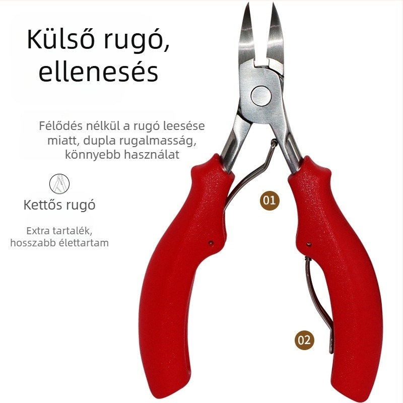 Rozsdamentes acél körömcsipesz mélyedéses, otthoni manikűr eszköz, 63 g, többfunkciós csipesz