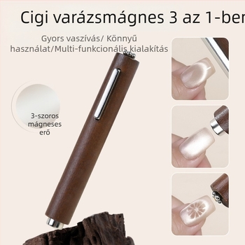 Három az egyben mágnes a köröm művészetéhez Cat's Eye effektussal – nagy hengeres, fémből készült mágnes