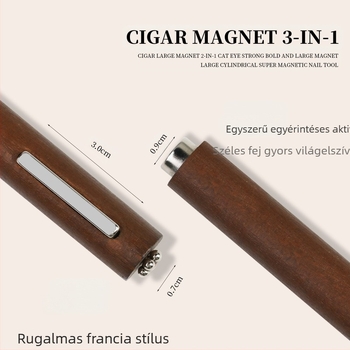 Három az egyben mágnes a köröm művészetéhez Cat's Eye effektussal – nagy hengeres, fémből készült mágnes