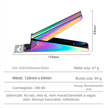 Monika Nails körömolló – rozsdamentes acél, egyvonalas penge, francia stílusú U-formájú dizájn, műköröm alakításhoz