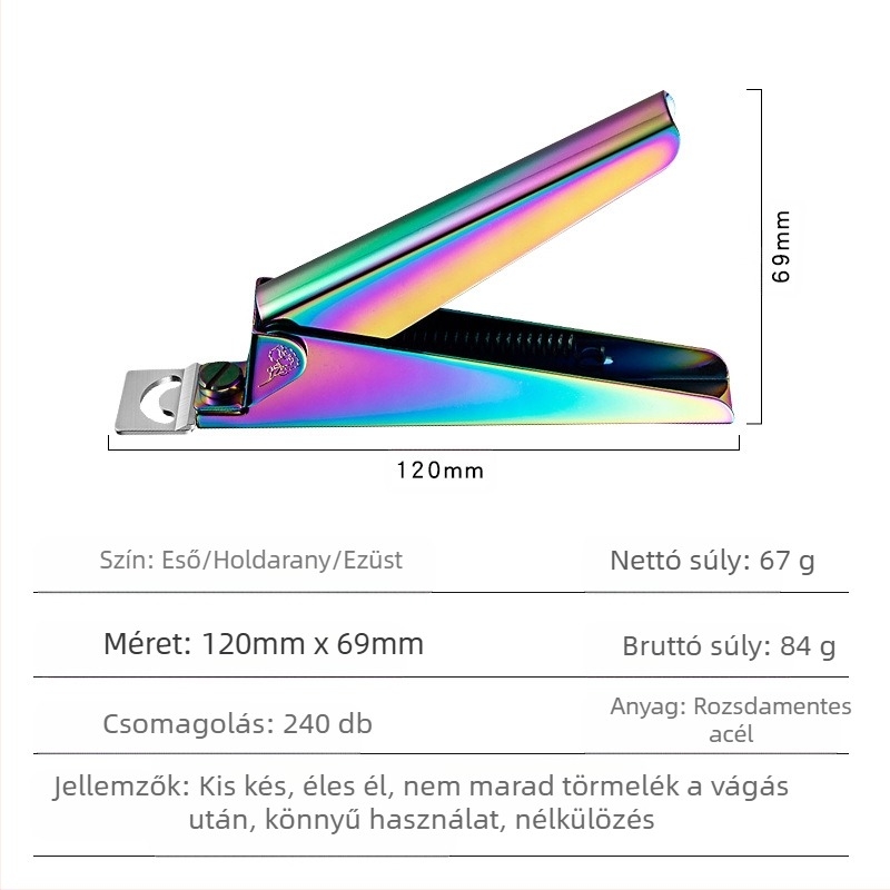 Monika Nails körömolló – rozsdamentes acél, egyvonalas penge, francia stílusú U-formájú dizájn, műköröm alakításhoz