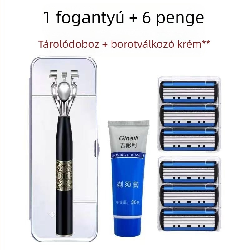 Kézi borotva hatszórétegű pengékkel - 15 darabos készlet férfiak számára