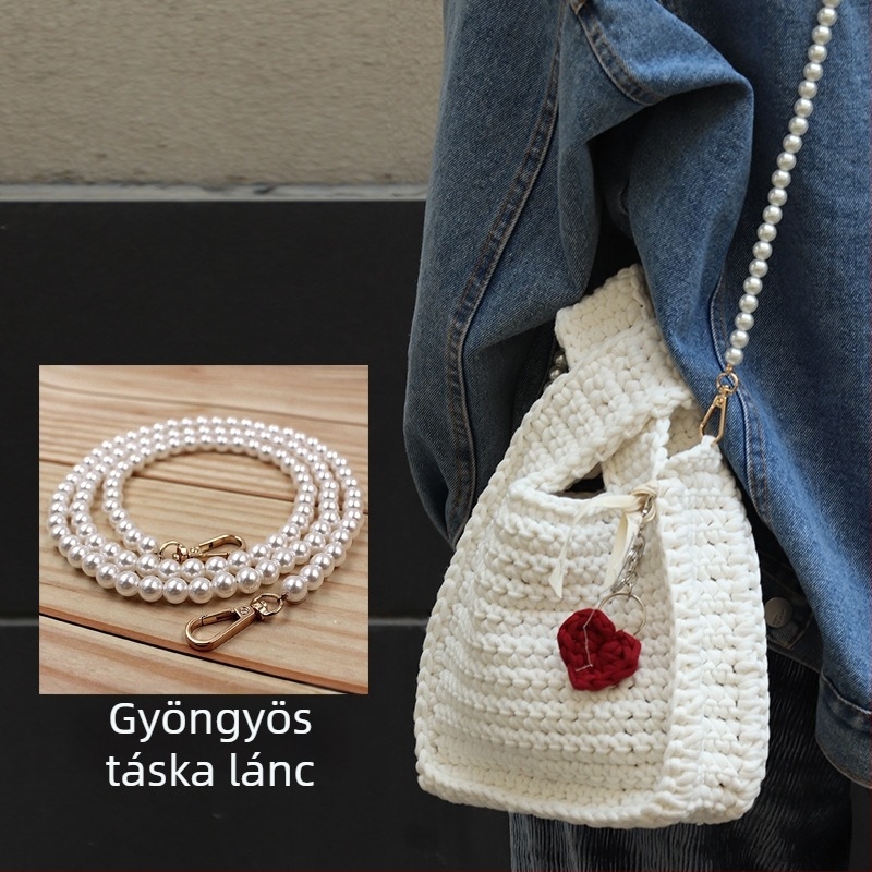 Gyöngyös táska lánc, ABS gyöngyökkel, DIY szövött táska lánc