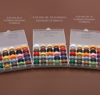 Kézzel varrott viaszos poliészter fonal, körkörös, dobozban 25 szín, varráshoz, átmérő 0,45/0,55/0,65 mm